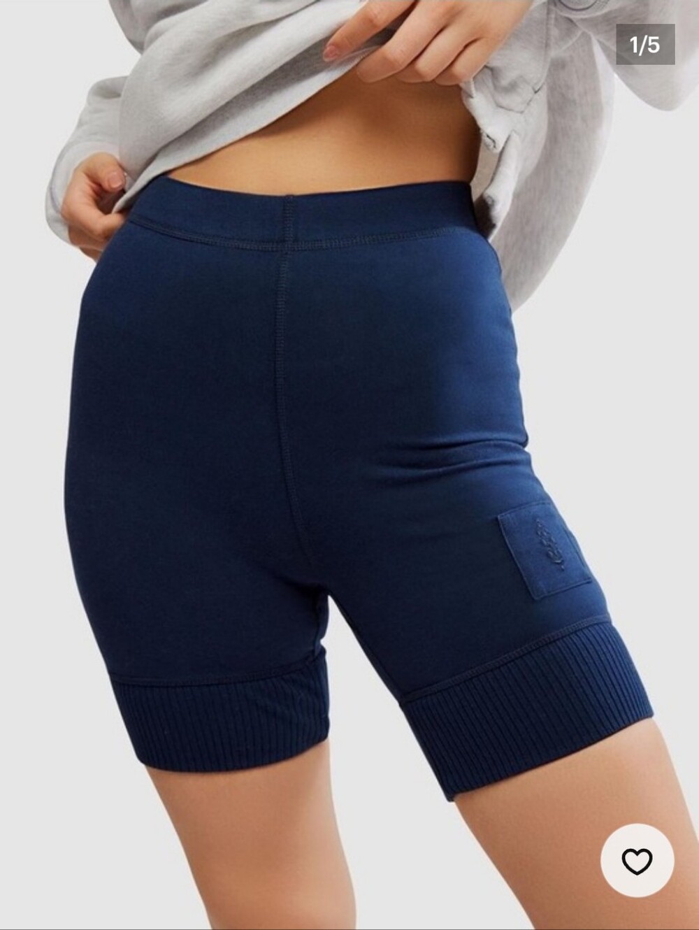 Free People Movement Navy High-Rise Victory Ribbed Hem Bike Shorts Size Medium